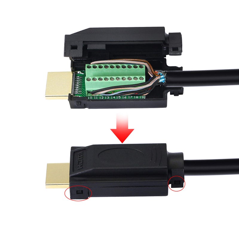 SinLoon HDMI Solderless Adapter Gold Plated HDMI Extension Cable Connector Signals Terminal Breakout Board Free Welding Connector with Plastic Cover Screwdriver - Image 3